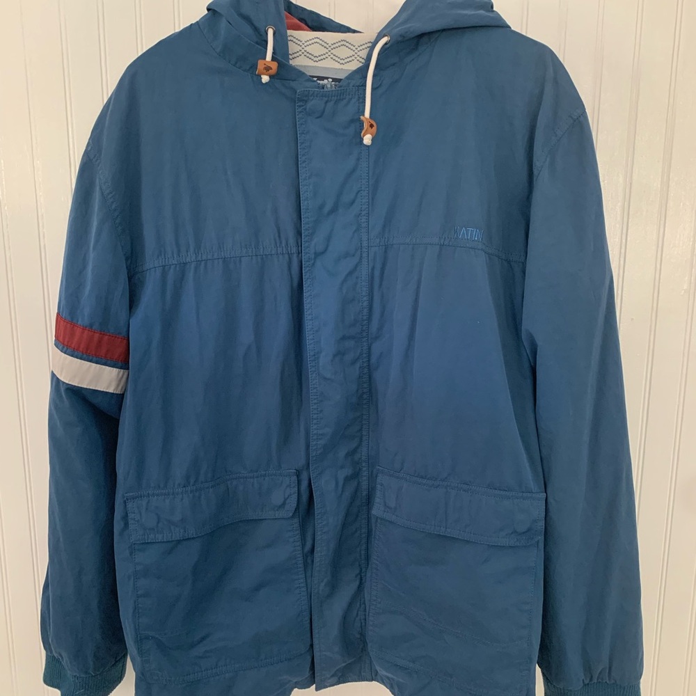 Katin Surf Jacket XL – Blue with Red & White Stripe, Lightweight Windbreaker